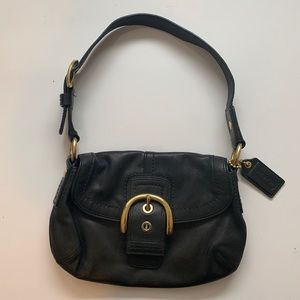 Coach vintage black shoulder bag with gold accents